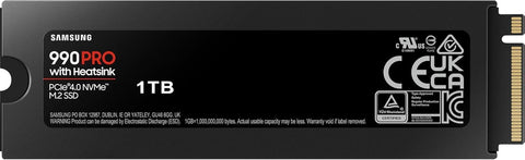 Samsung 990 PRO 1TB NVMe M.2 SSD with Heatsink – PCIe 4.0, Up to 7,450MB/s, PS5 Compatible Internal Solid State Drive (MZ-V9P1T0CW)