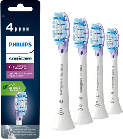 Philips Sonicare Original G3 Premium Gum Care Standard Sonic Toothbrush Heads - 4 Pack ,White (Model HX9054/17)