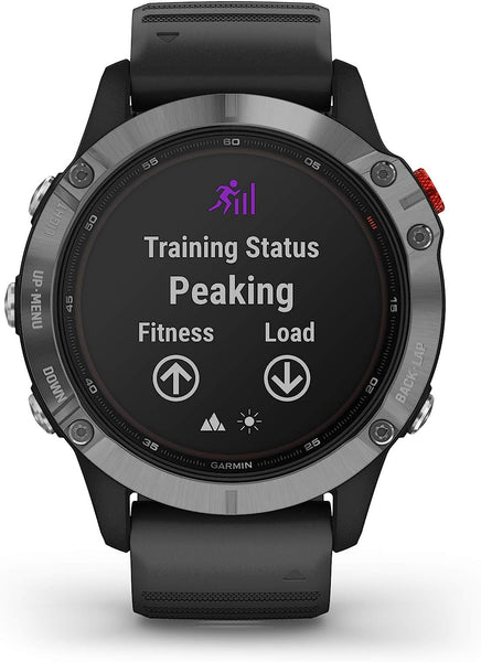 Garmin fēnix 6 Solar, Solar-powered Multisport GPS Watch, Advanced Training Features and Data, Silver with Black Band
