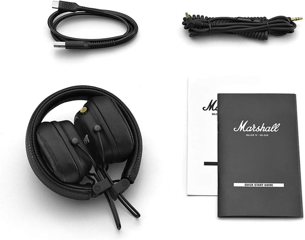 Marshall Major IV On Ear Bluetooth Headphones, Wireless Earphones, Foldable - Black