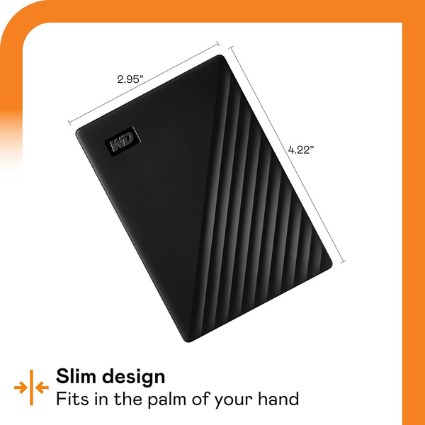 WD My Passport 2TB Portable External Hard Drive (Black) – WDBYVG0020BBK-WESN | USB 3.2 Gen 1, Password Protection & 256-bit AES Hardware Encryption