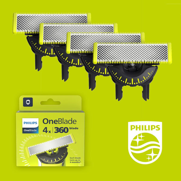 Philips OneBlade Original 360 Blade Heads, 4x One Blade, 16-Month Supply (QP440/50)