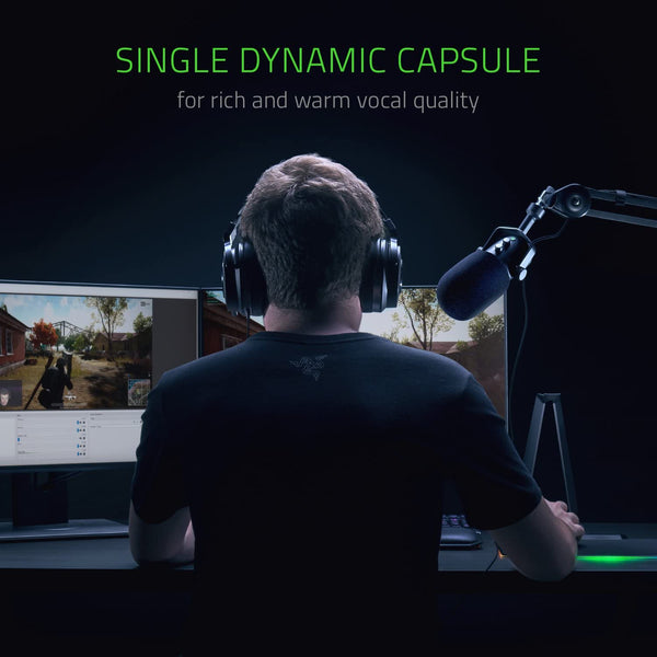 Razer Seiren Elite - Professional Grade Dynamic Streaming Microphone (Single Dynamic Capsule, Inbuilt High-Pass Filter, Digital/Analog Vocal Limiter, 16-bit/48kHz Resolution) Black