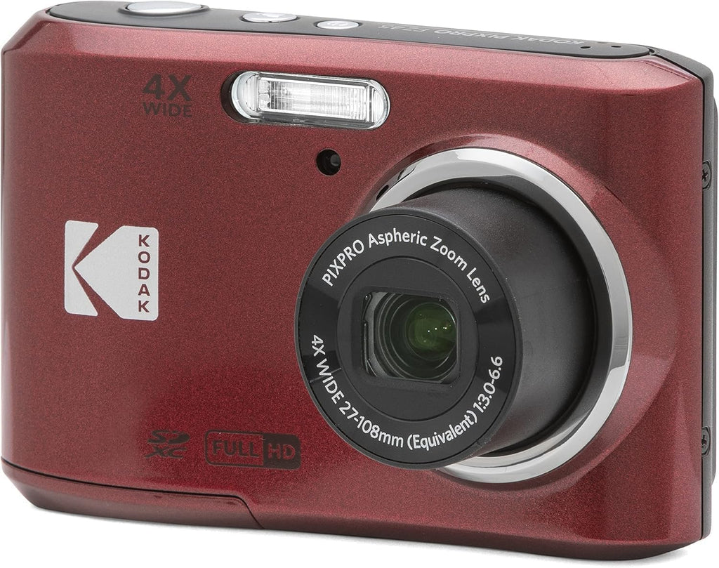 Kodak PIXPRO FZ45 Compact Digital Camera – 16MP, 4x Optical Zoom, 1080p Full HD Video, 27mm Wide Angle (Red)