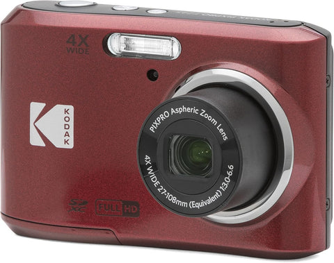 Kodak PIXPRO FZ45 Compact Digital Camera – 16MP, 4x Optical Zoom, 1080p Full HD Video, 27mm Wide Angle (Red)