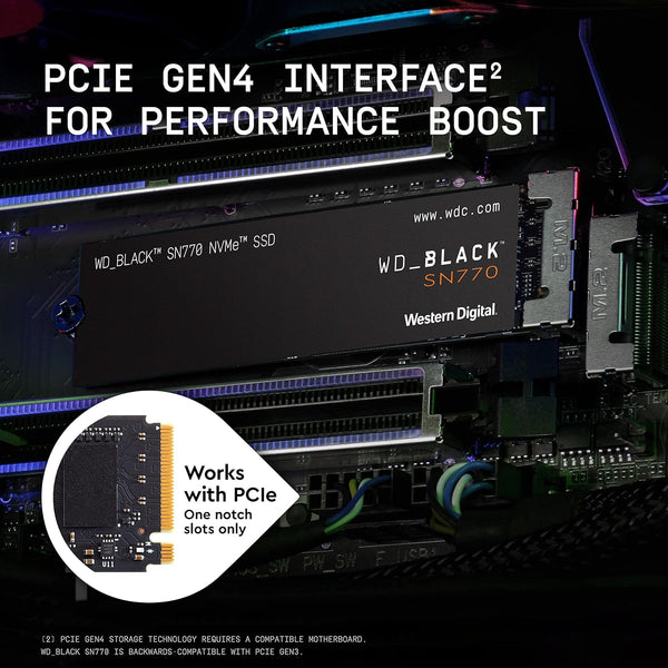 WD_BLACK SN770 1TB NVMe M.2 SSD, M.2 2280 NVMe SSD, Gaming Solid State drive