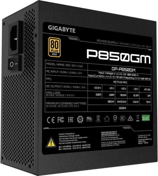 GIGABYTE P850GM 850w 80 Plus Gold Fully Modular Power Supply