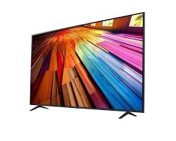 Smart TV displaying colorful abstract design on a white background