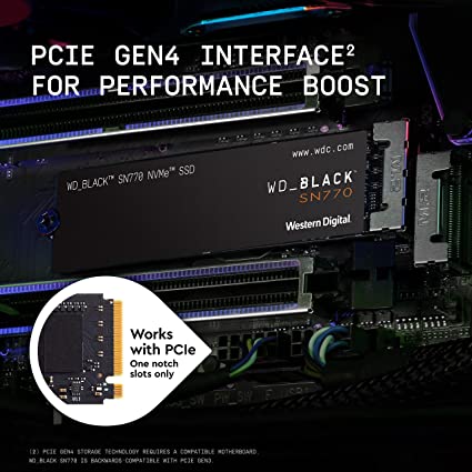 WD_BLACK 2TB SN770 M.2 2280 PCIe Gen4 NVMe Gaming SSD up to 5150 MB/s read speed